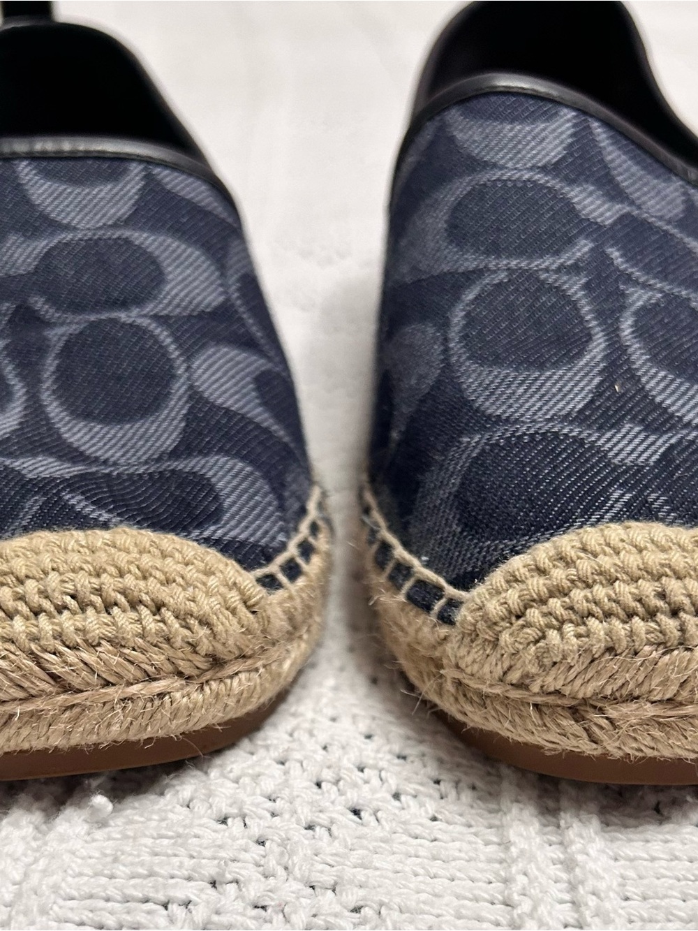 COACH Navy Signature Canvas Espadrille Flats - Picture 2 of 6